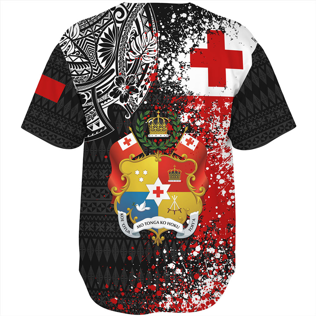 Tonga Baseball Shirt Flag Brush Paint Style