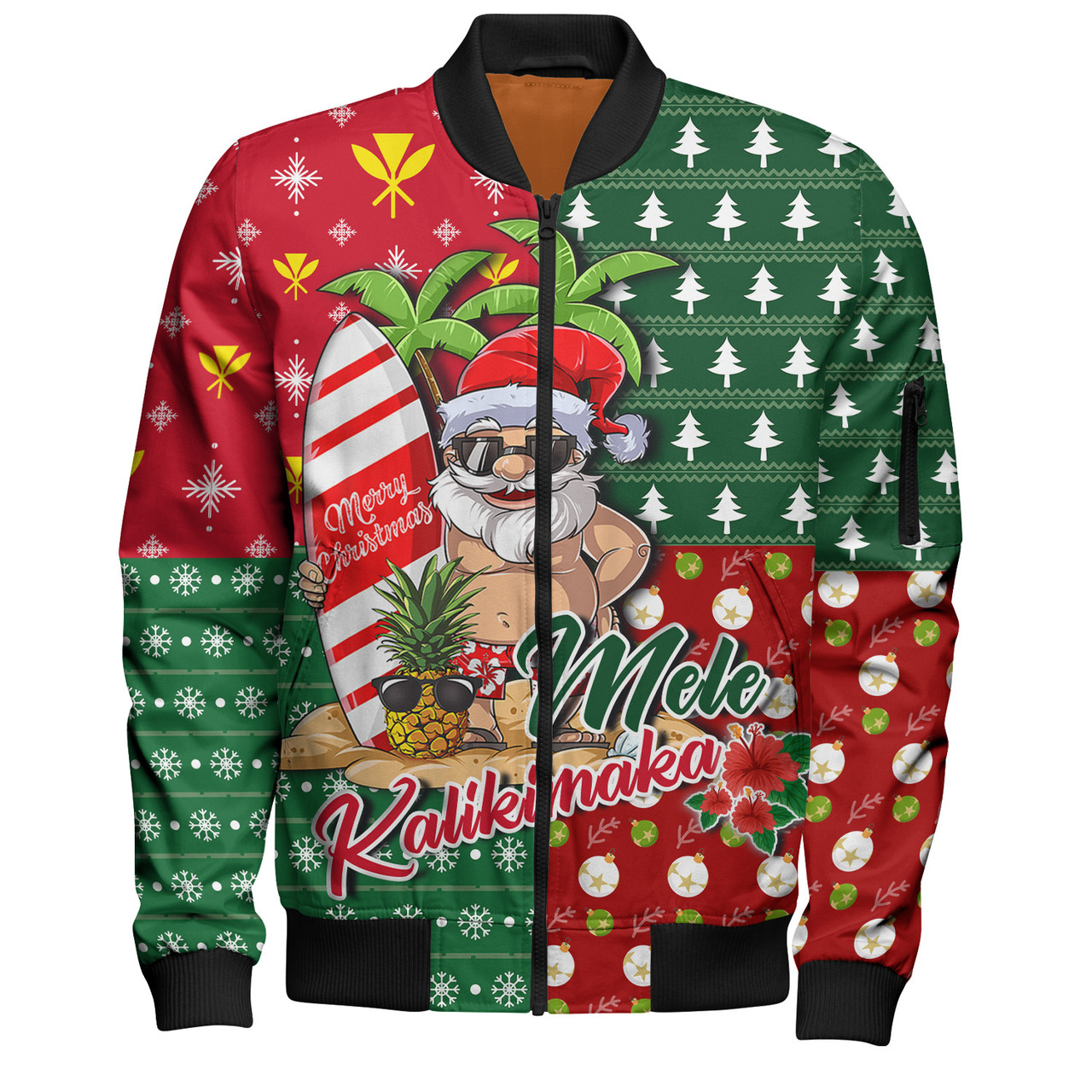 Hawaii Bomber Jacket Mele Kalikimaka Hawaii Christmas Patterns