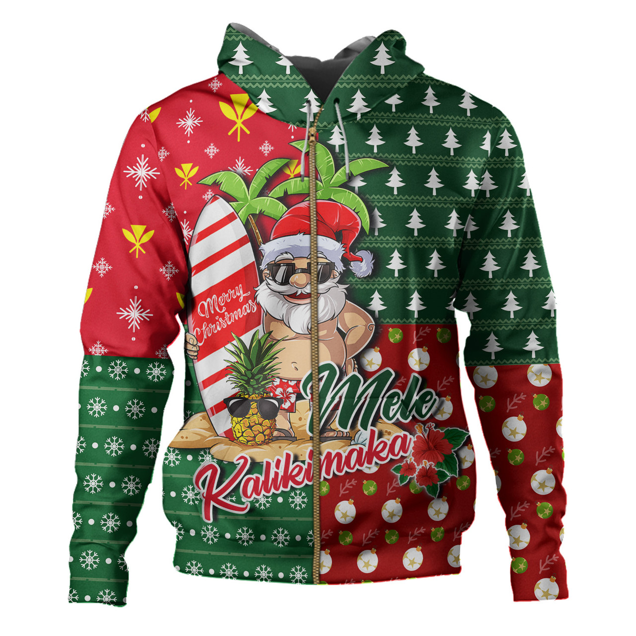 Hawaii Hoodie Mele Kalikimaka Hawaii Christmas Patterns