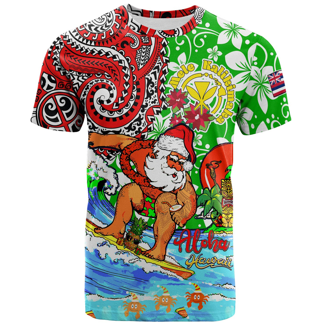 Hawaii T-Shirt Mele Kalikimaka & Hauoli Makahiki Hou Hawaiian Tatau Christmas