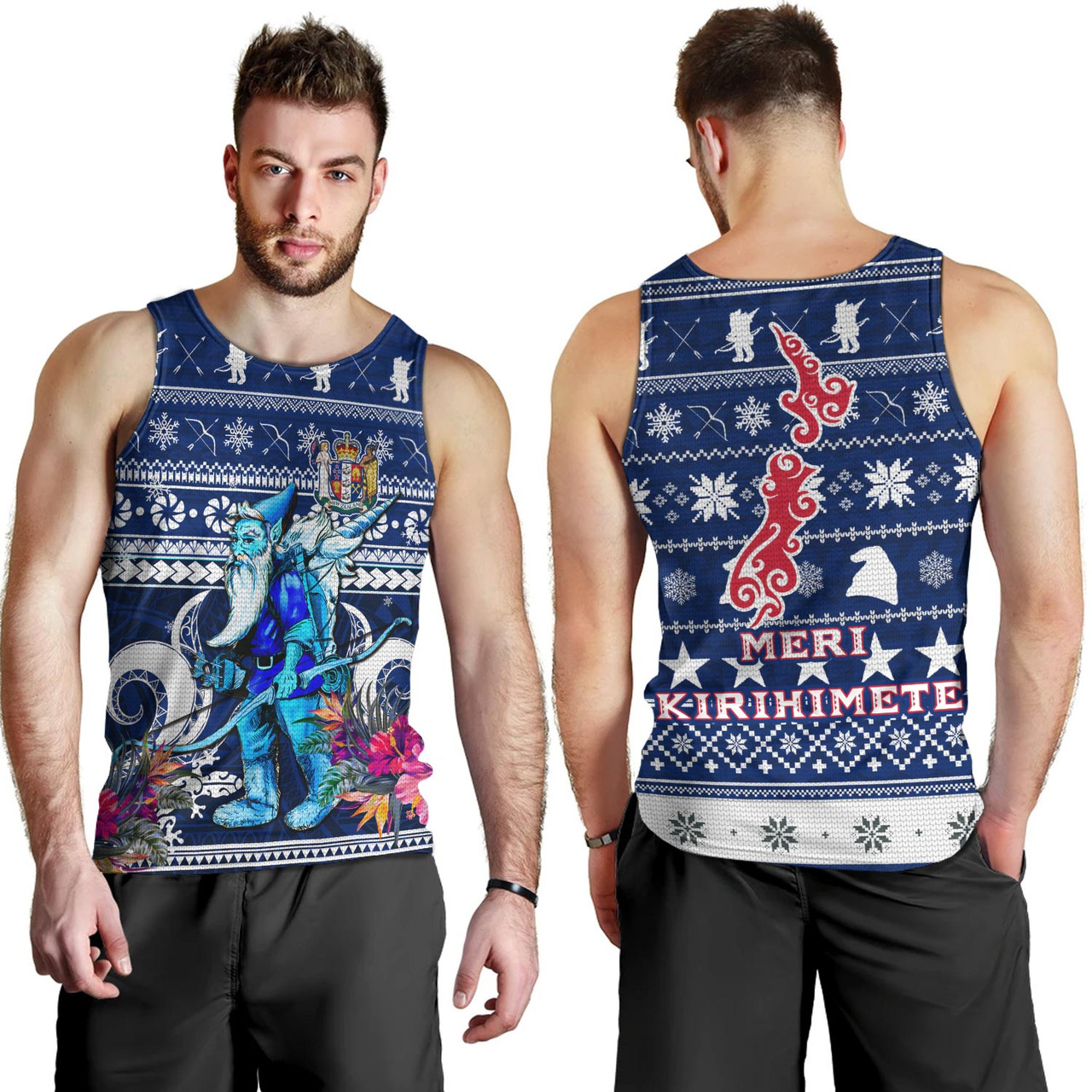 New Zealand Tank Top Custom Meri Kirihimete Ugly Christmas Gnome Packing Out a Unicorn