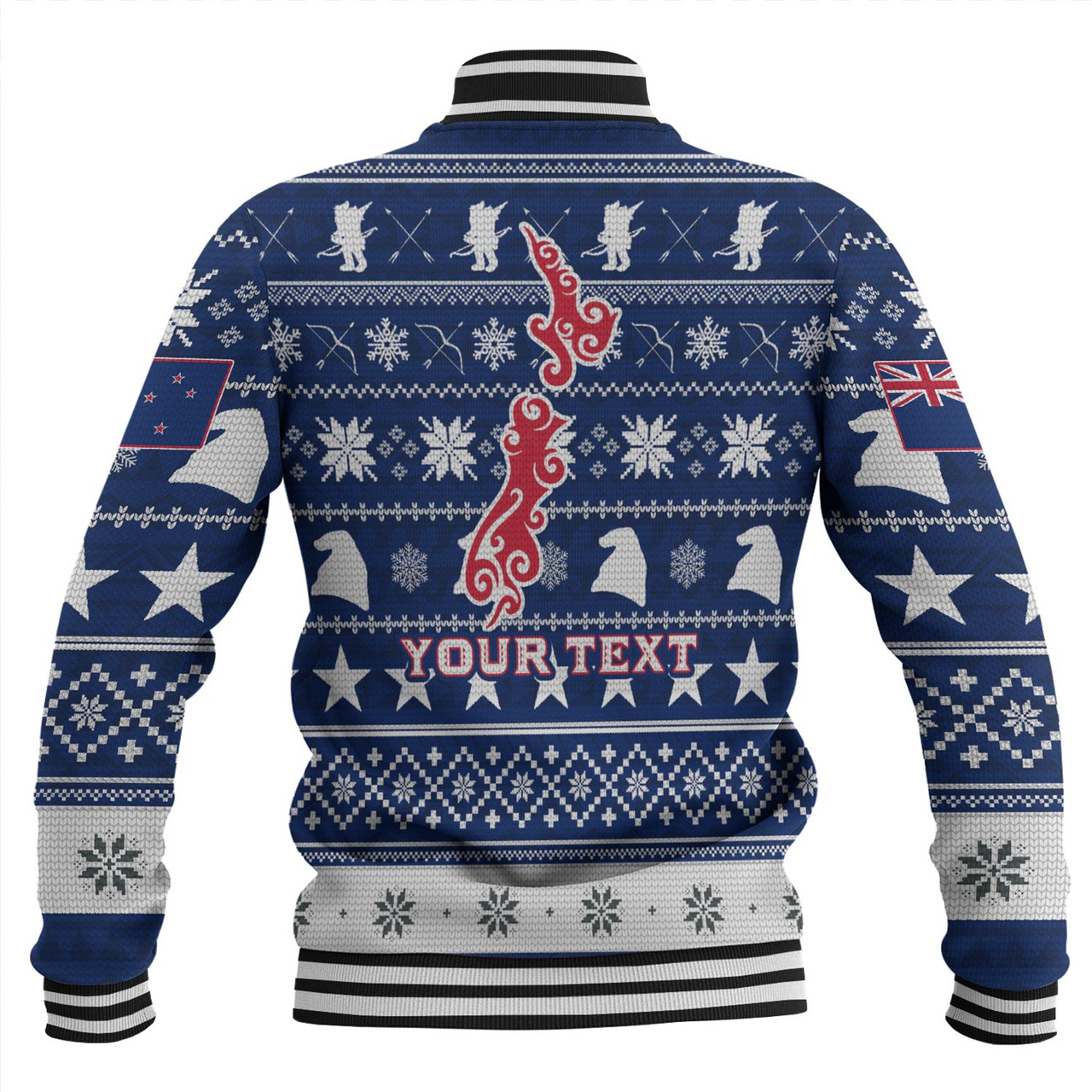 New Zealand Baseball Jacket Custom Meri Kirihimete Ugly Christmas Gnome Packing Out a Unicorn