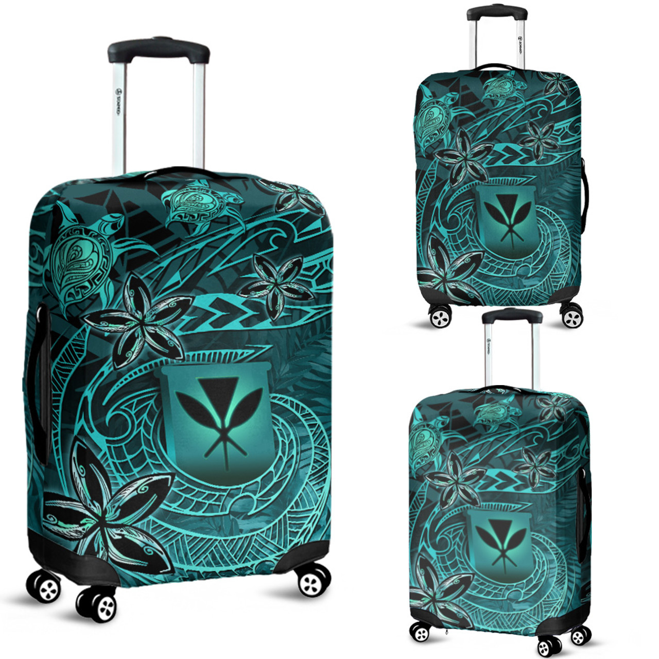Hawaii Luggage Cover Kanaka Maoli Tropical Leaves Polynesian Pattern