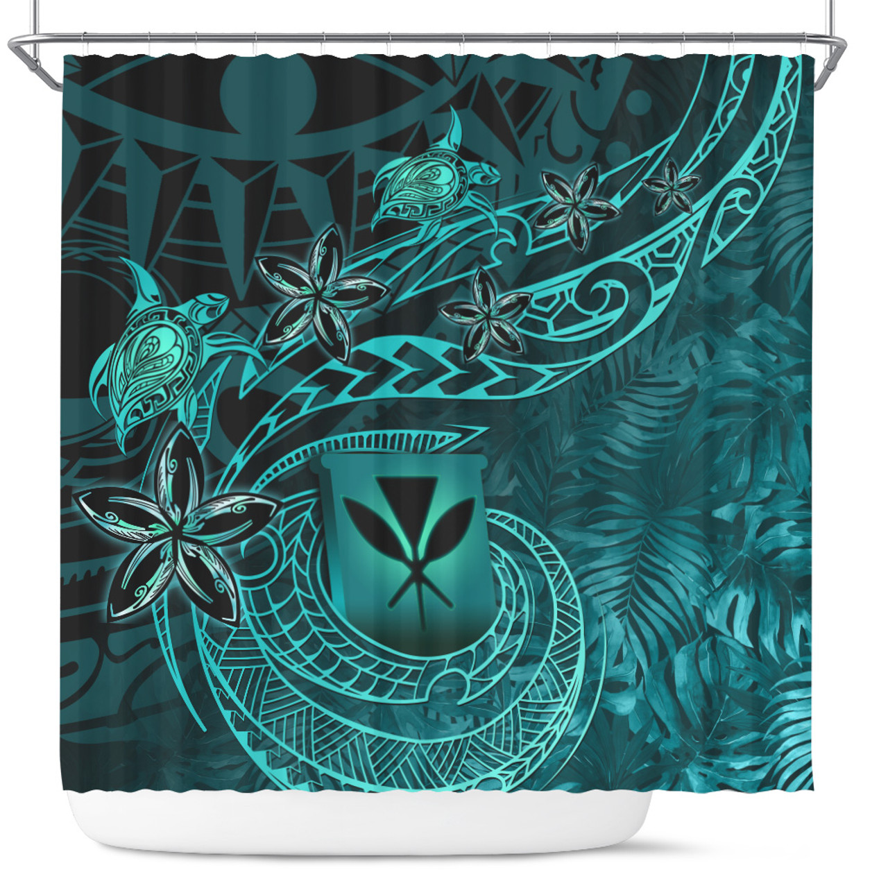 Hawaii Shower Curtain Kanaka Maoli Tropical Leaves Polynesian Pattern