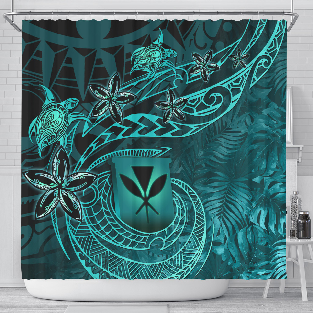 Hawaii Shower Curtain Kanaka Maoli Tropical Leaves Polynesian Pattern
