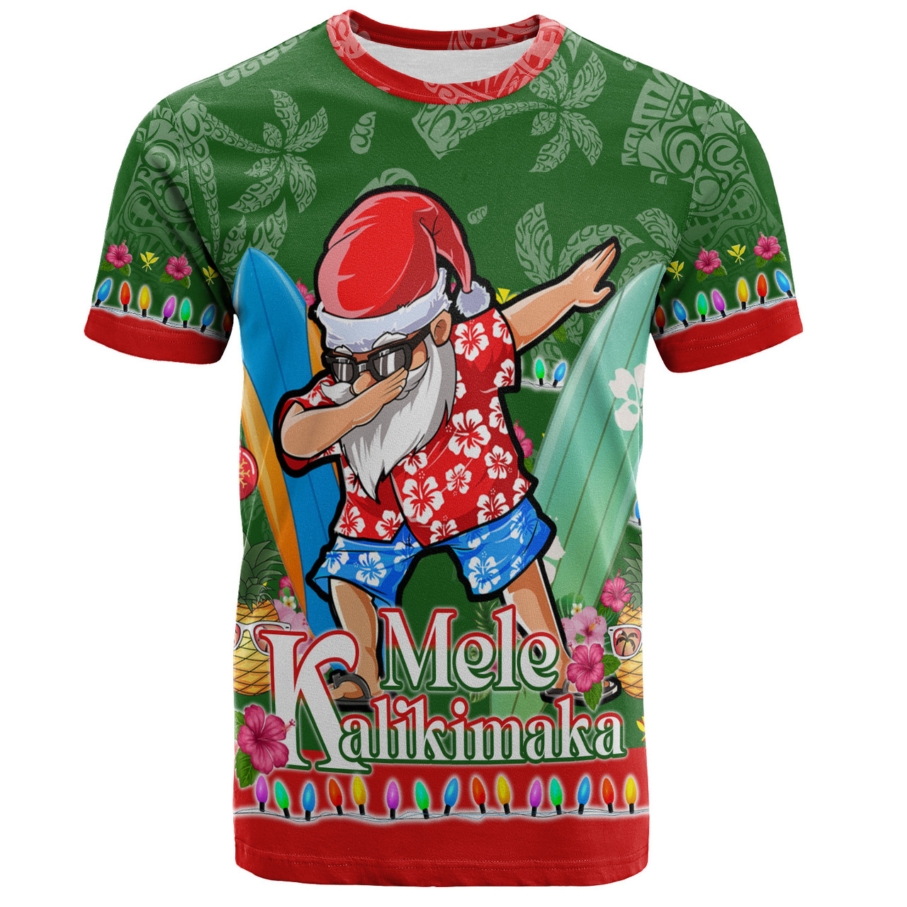 Hawaii T-Shirt Mele Kalikimaka Dabbing Santa Christmas Style