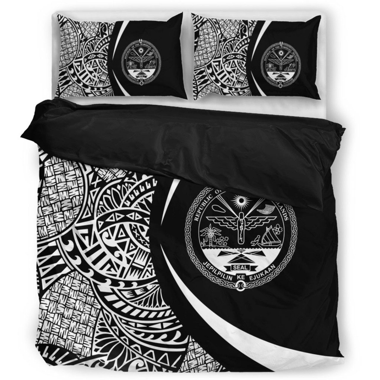 Marshall Islands Bedding Set Lauhala White Circle Style