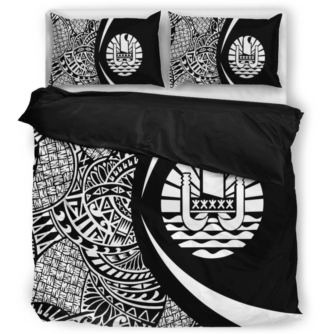 French Polynesia Bedding Set Lauhala White Circle Style