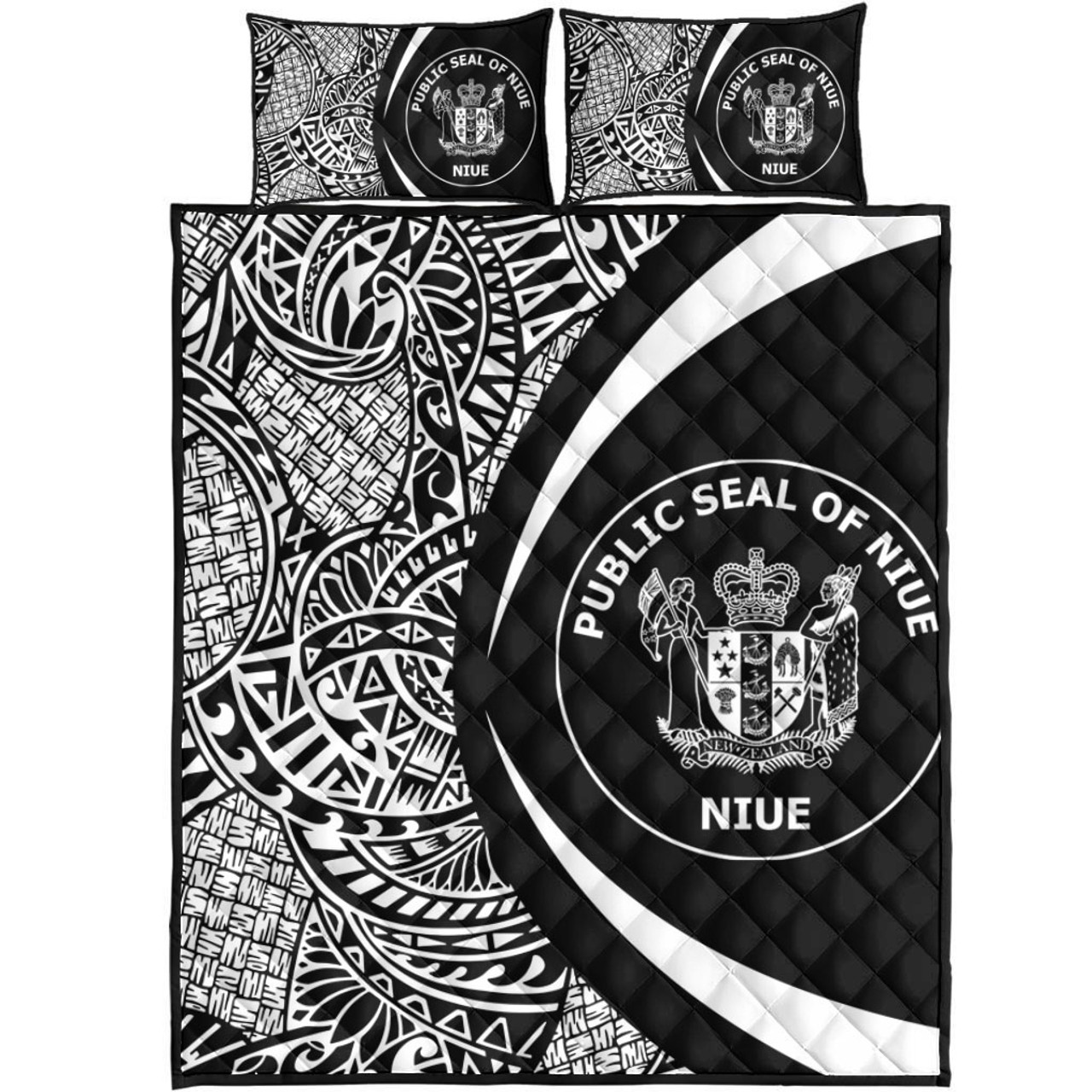 Niue Quilt Bed Set Lauhala White Circle Style