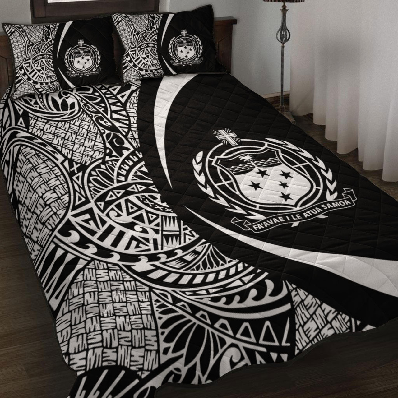 Samoa Quilt Bed Set Lauhala White Circle Style