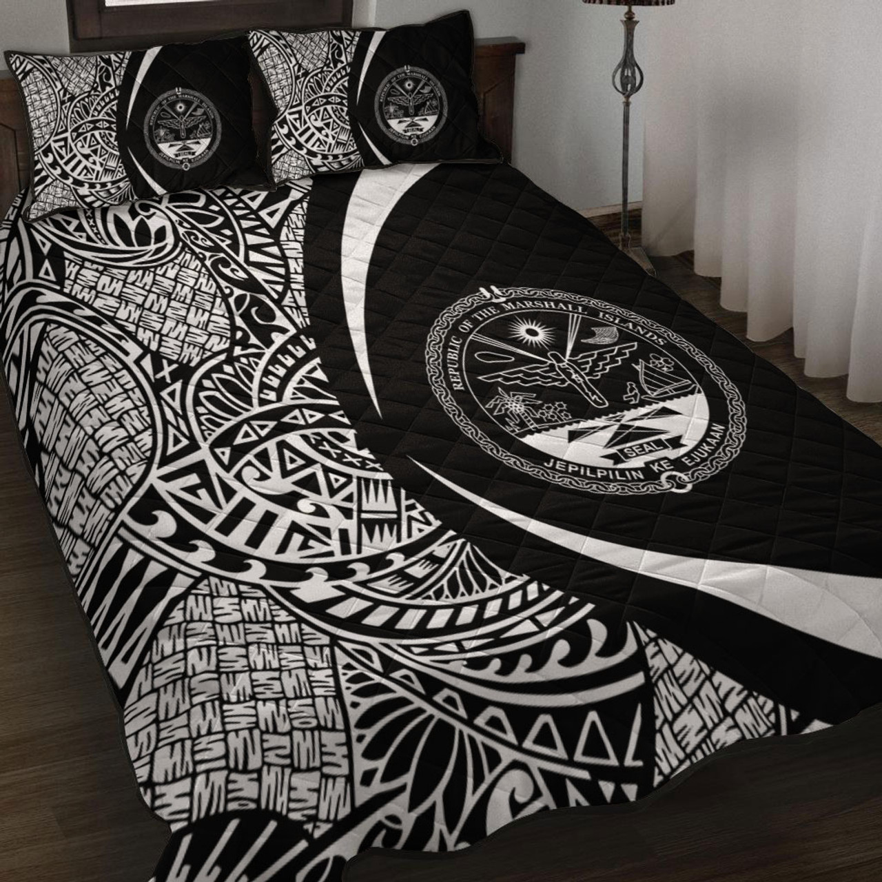 Marshall Islands Quilt Bed Set Lauhala White Circle Style