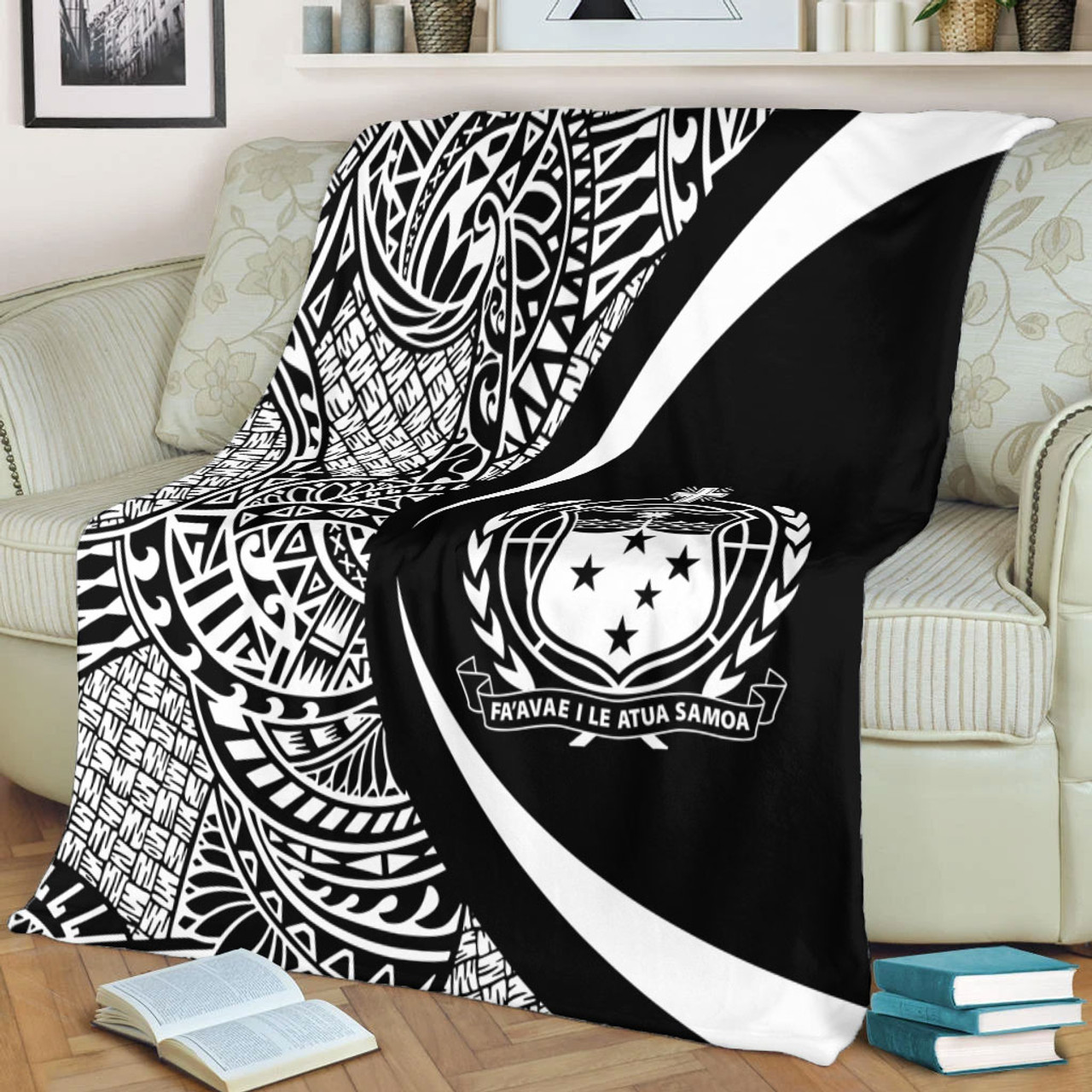 Samoa Premium Blanket Lauhala White Circle Style