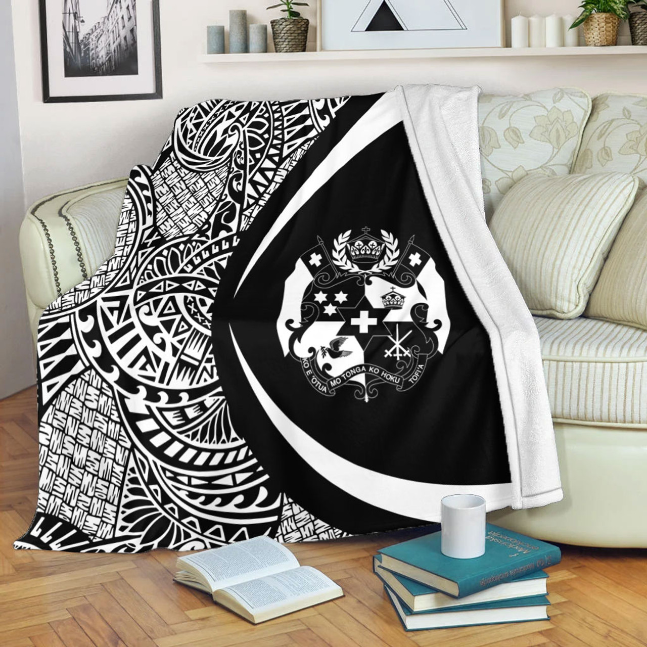Tonga Premium Blanket Lauhala White Circle Style