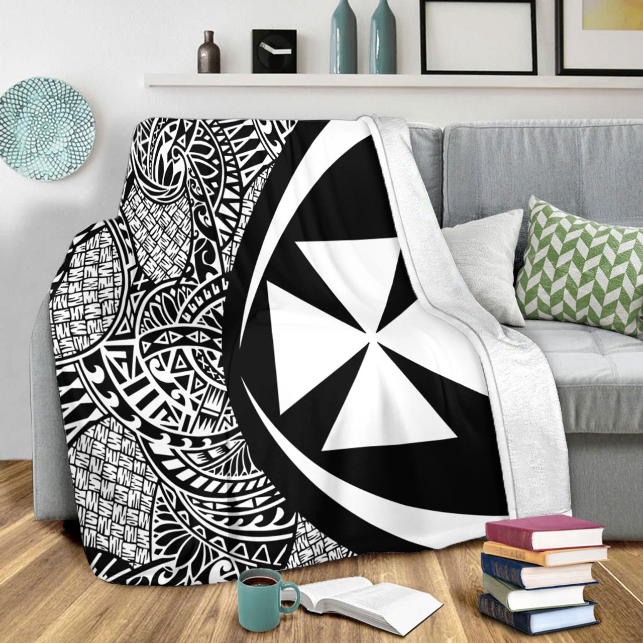 Wallis And Futuna Premium Blanket Lauhala White Circle Style
