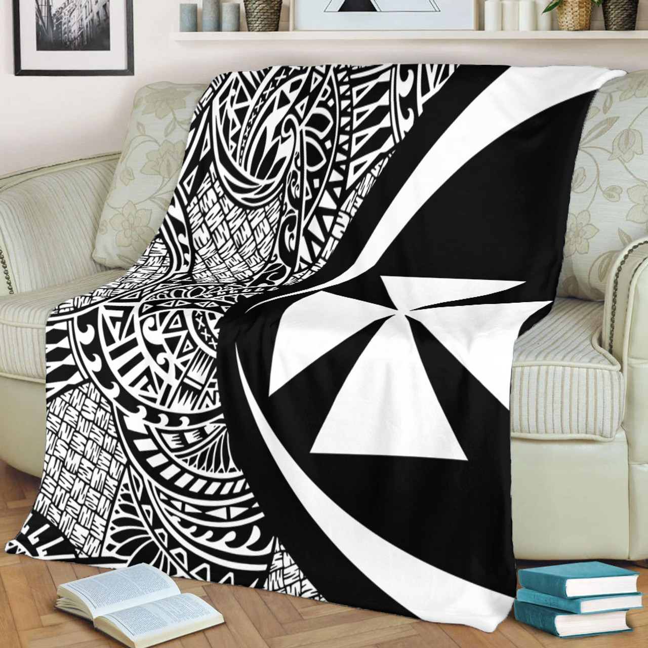 Wallis And Futuna Premium Blanket Lauhala White Circle Style