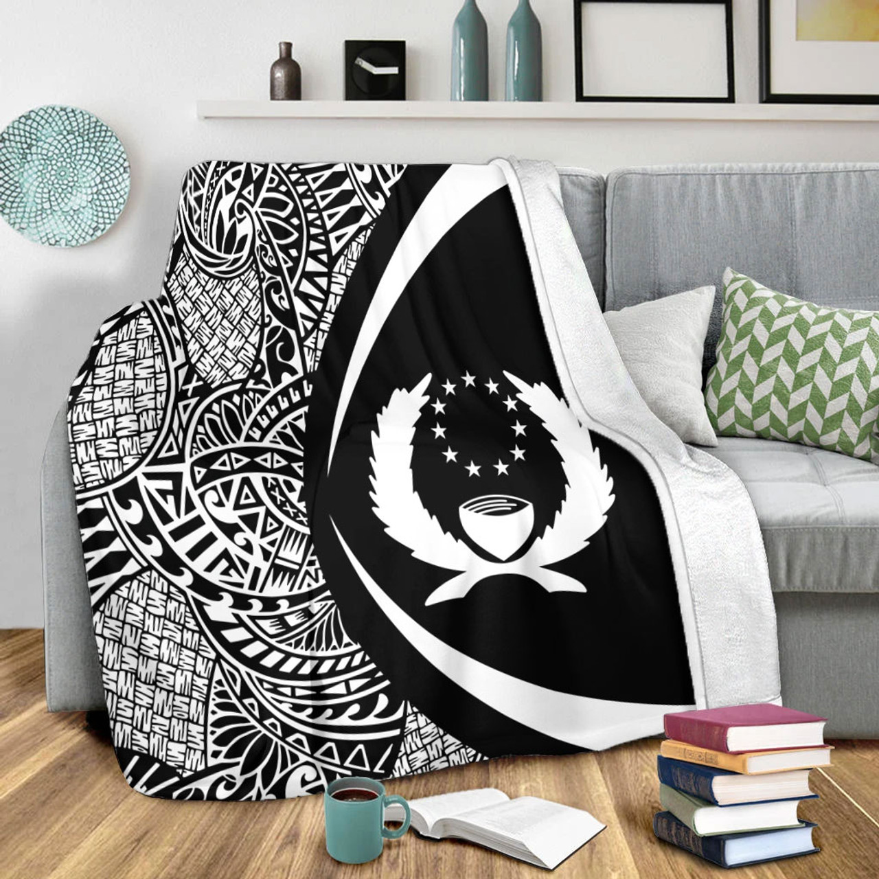 Pohnpei State Premium Blanket Lauhala White Circle Style