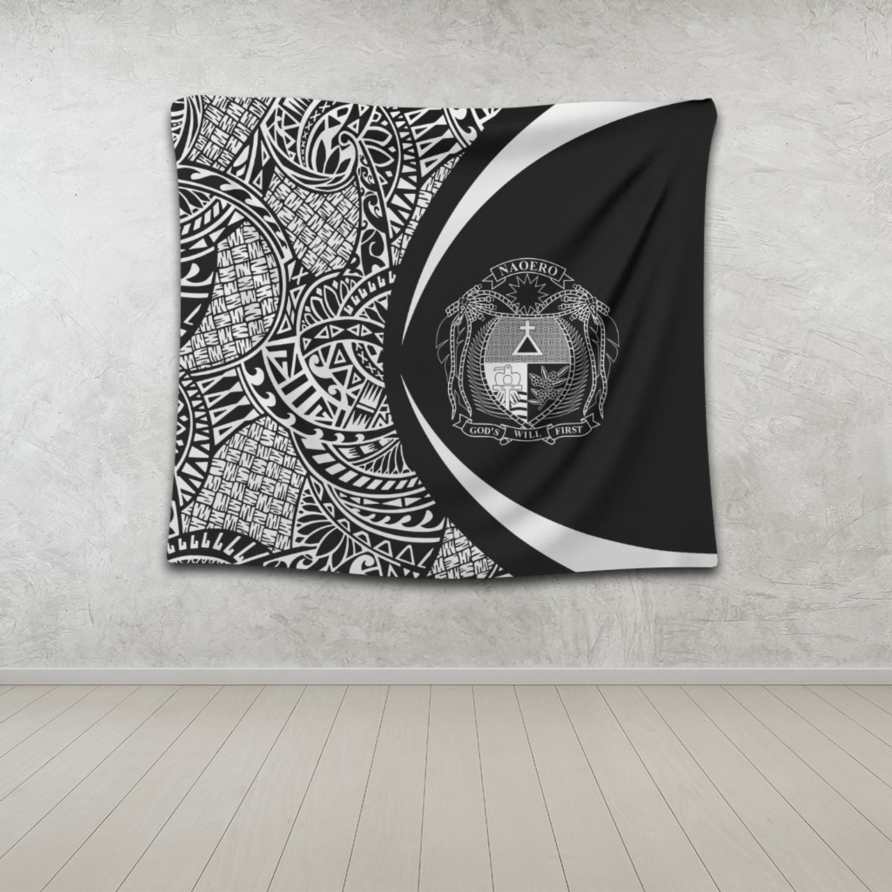 Nauru Tapestry Lauhala White Circle Style