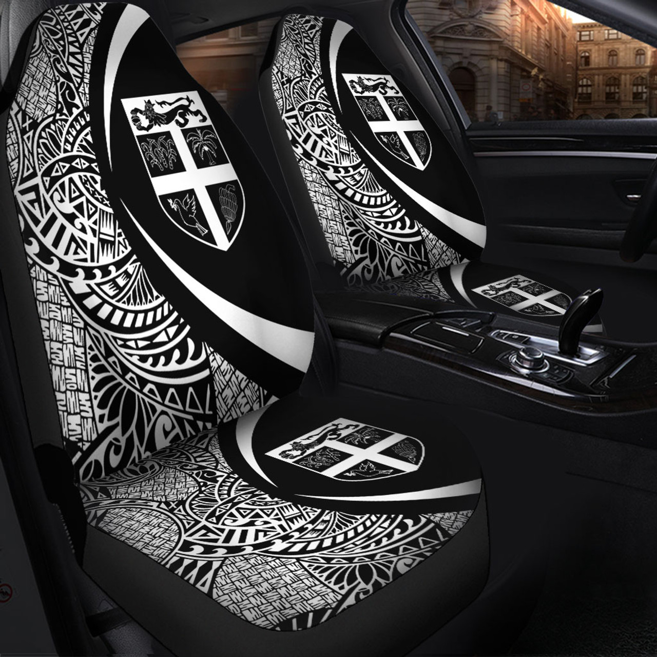 Fiji Car Seat Covers Lauhala White Circle Style