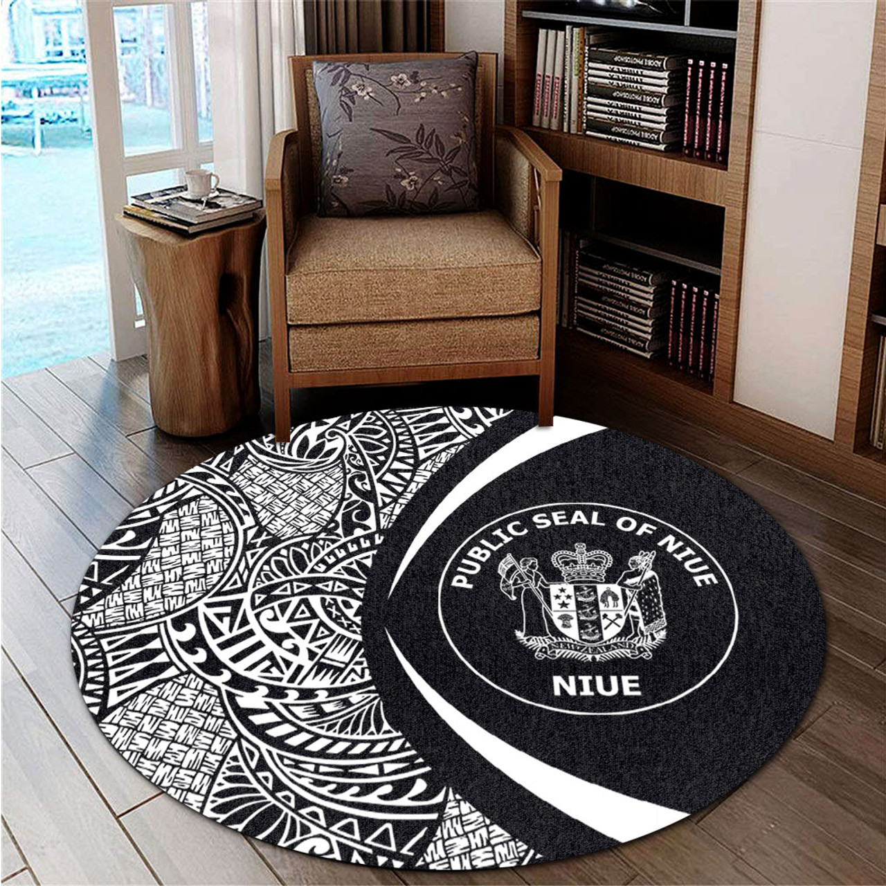 Niue Round Rug Lauhala White Circle Style
