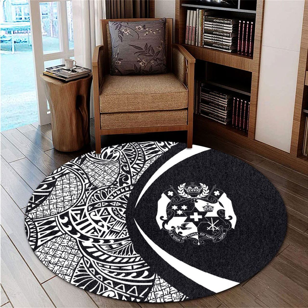 Tonga Round Rug Lauhala White Circle Style