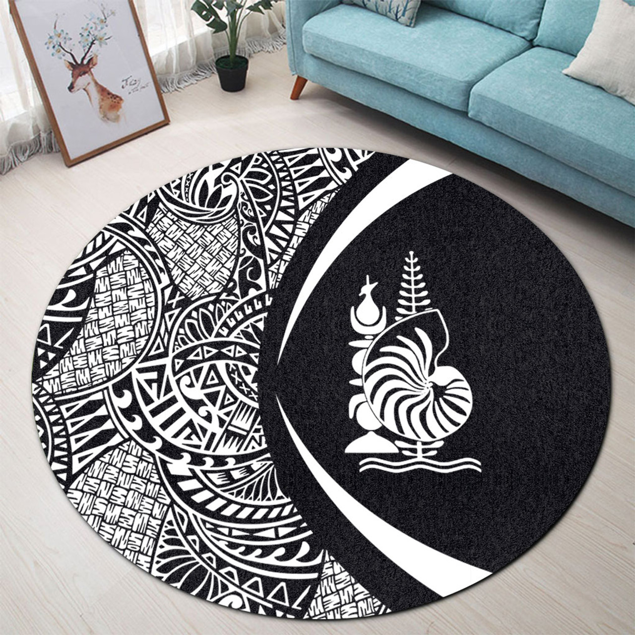 New Caledonia Round Rug Lauhala White Circle Style