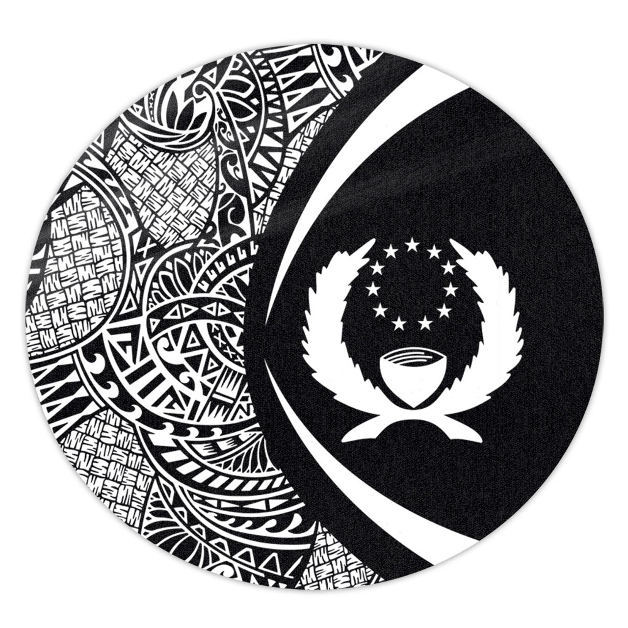 Pohnpei State Round Rug Lauhala White Circle Style
