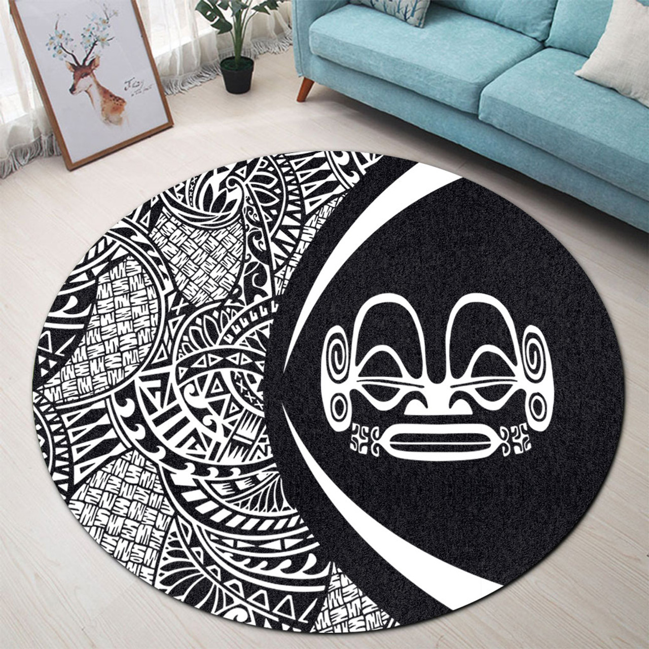 Marquesas Islands Round Rug Lauhala White Circle Style