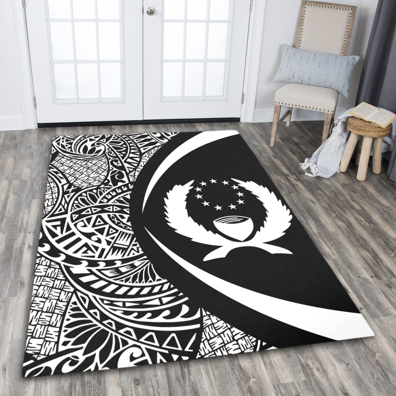 Pohnpei State Area Rug Lauhala White Circle Style
