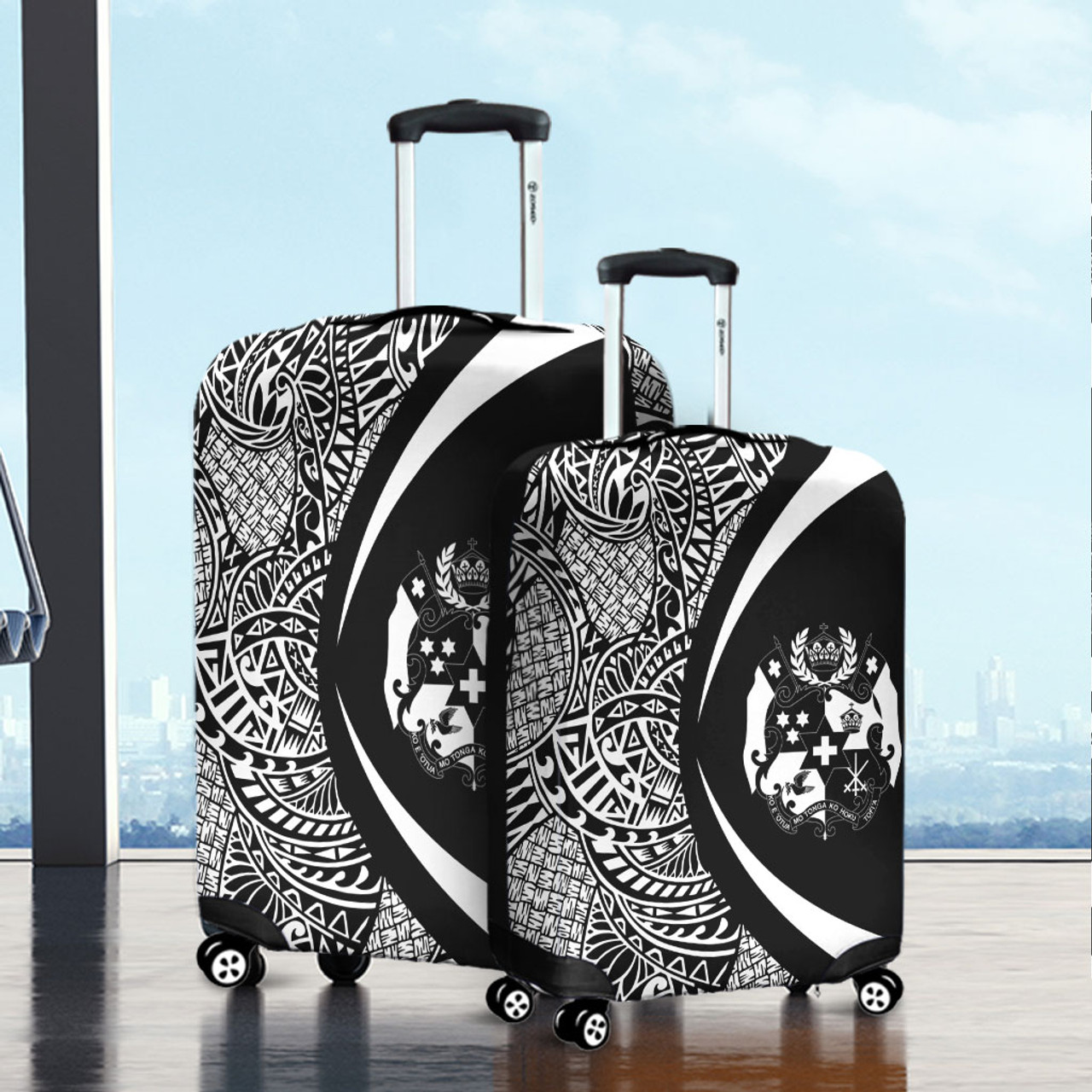 Tonga Luggage Cover Lauhala White Circle Style