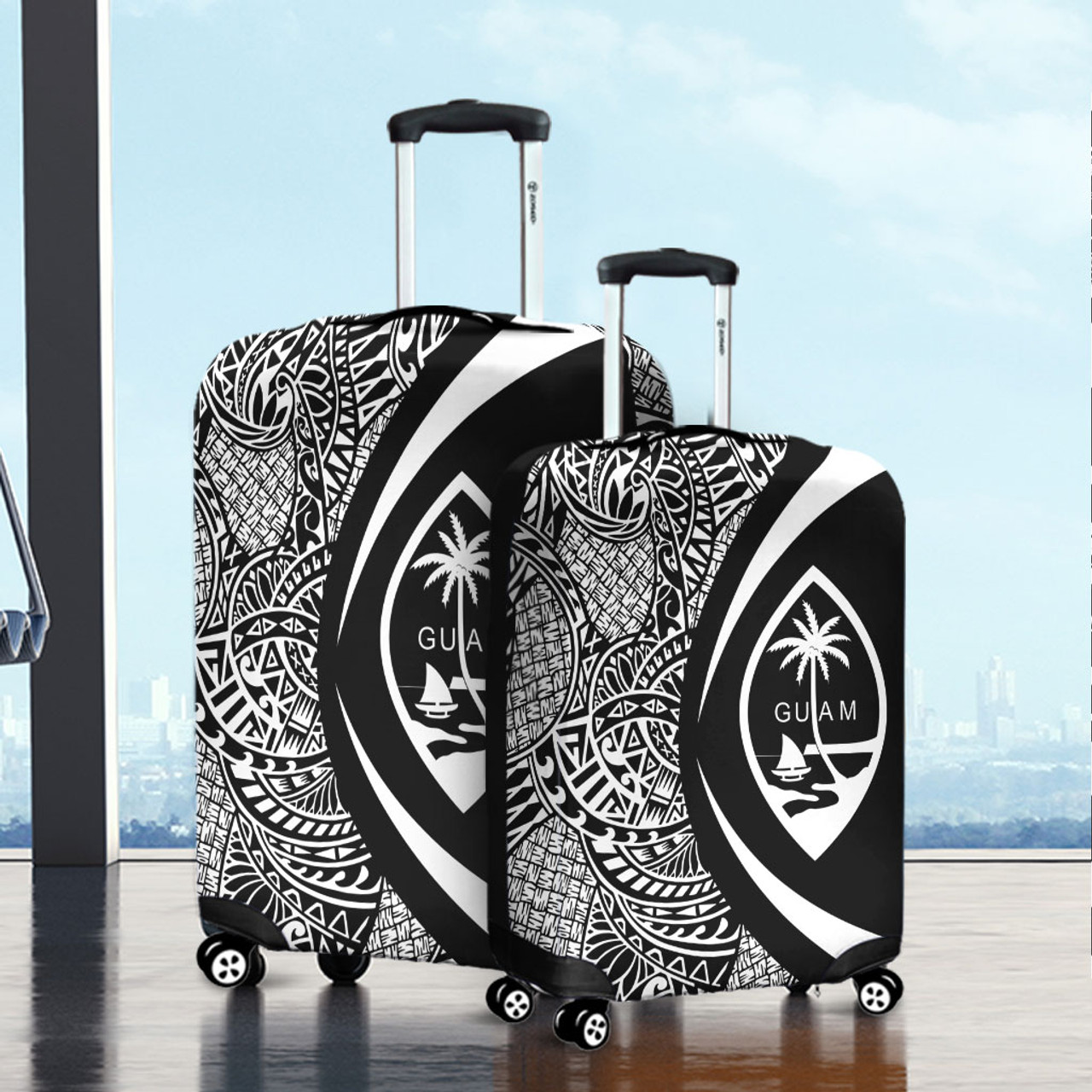 Guam Luggage Cover Lauhala White Circle Style