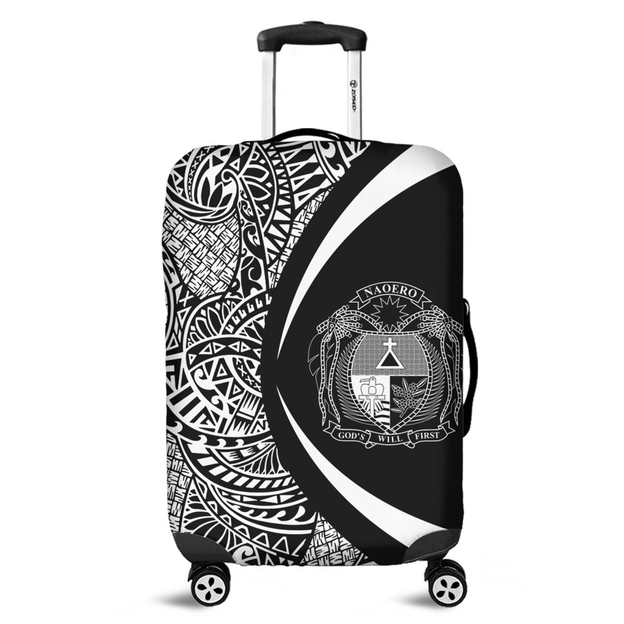 Nauru Luggage Cover Lauhala White Circle Style