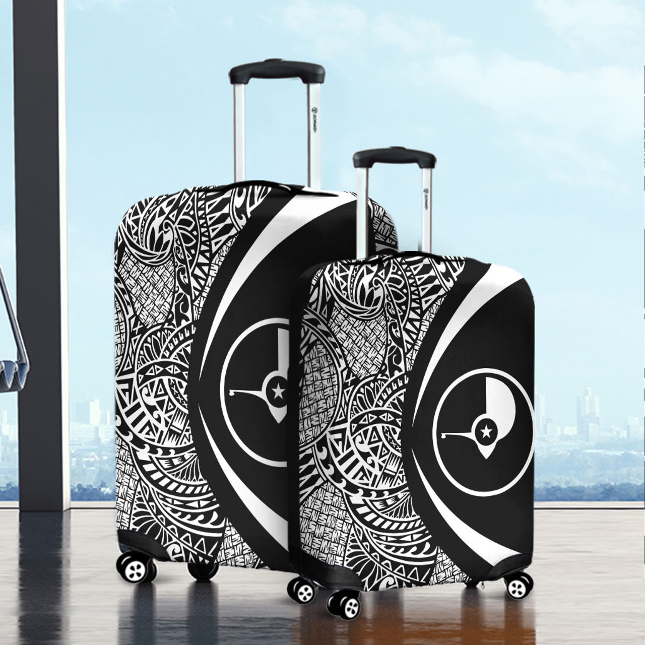 Yap State Luggage Cover Lauhala White Circle Style