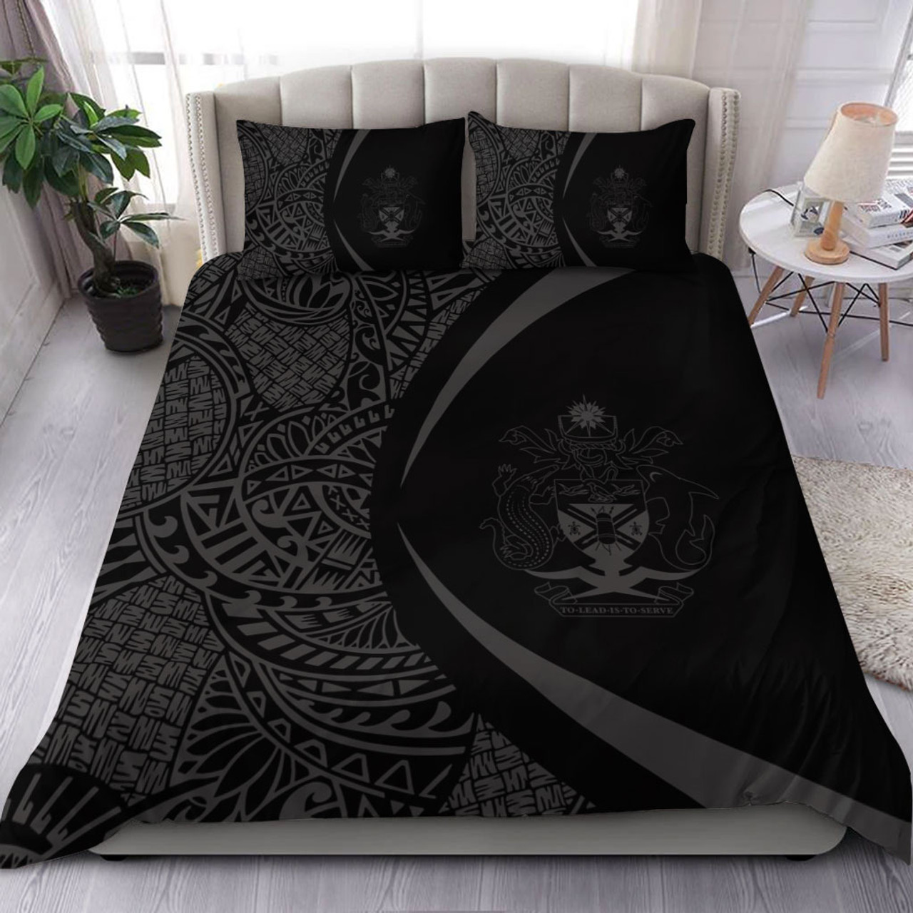 Solomon Islands Bedding Set Lauhala Gray Circle Style