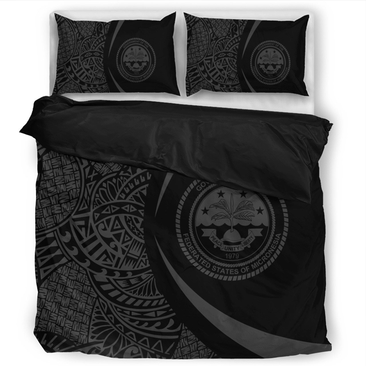 Federated States Of Micronesia Bedding Set Lauhala Gray Circle Style