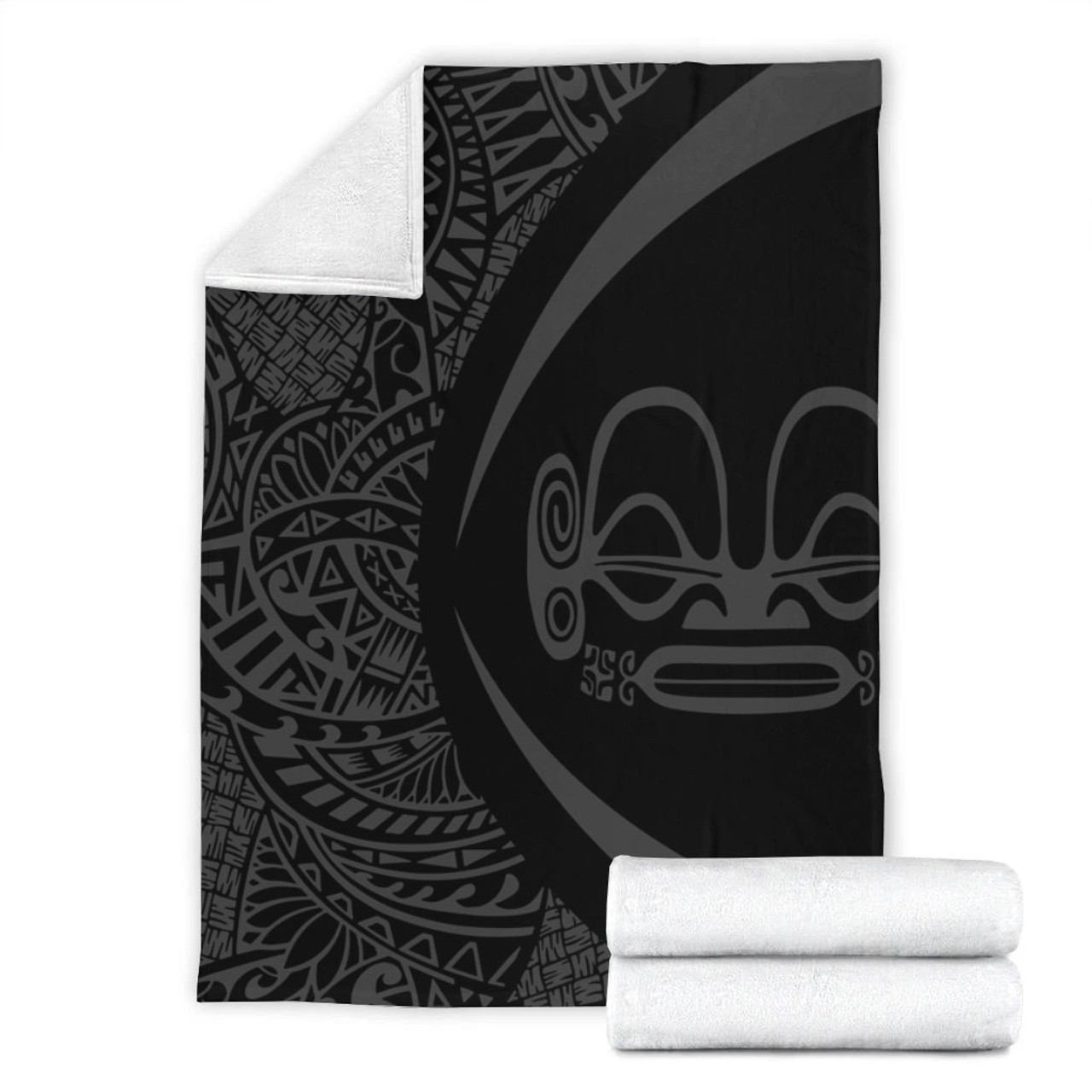 Marquesas Islands Premium Blanket Lauhala Gray Circle Style