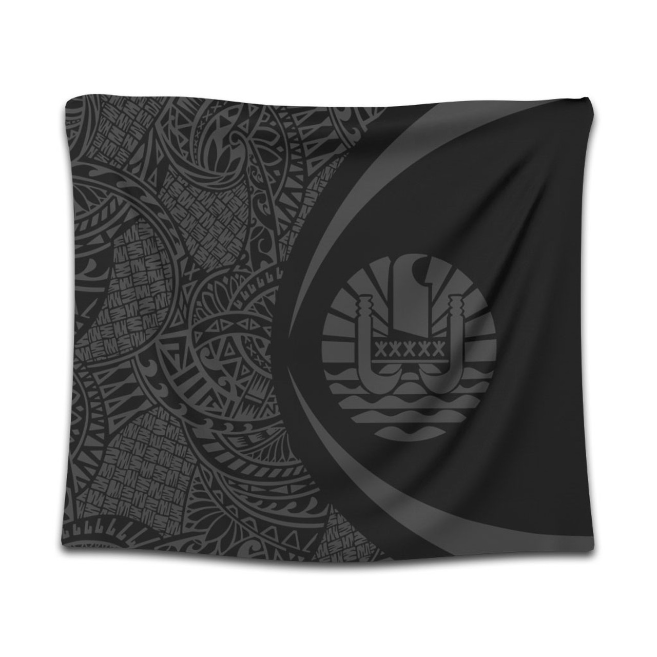 French Polynesia Tapestry Lauhala Gray Circle Style