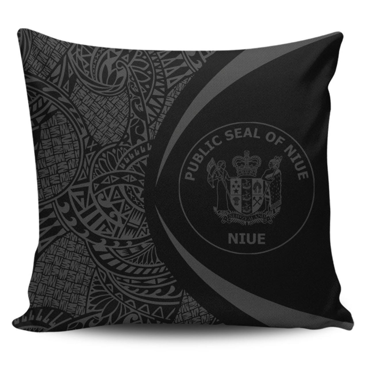 Niue Pillow Cover Lauhala Gray Circle Style