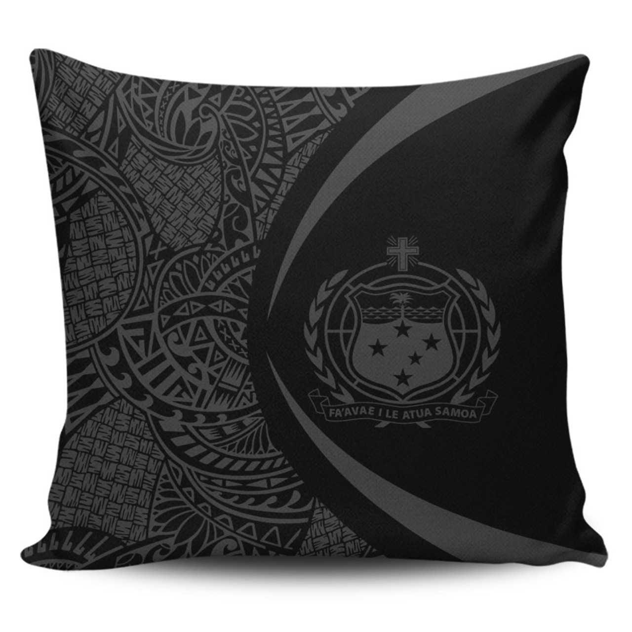 Samoa Pillow Cover Lauhala Gray Circle Style