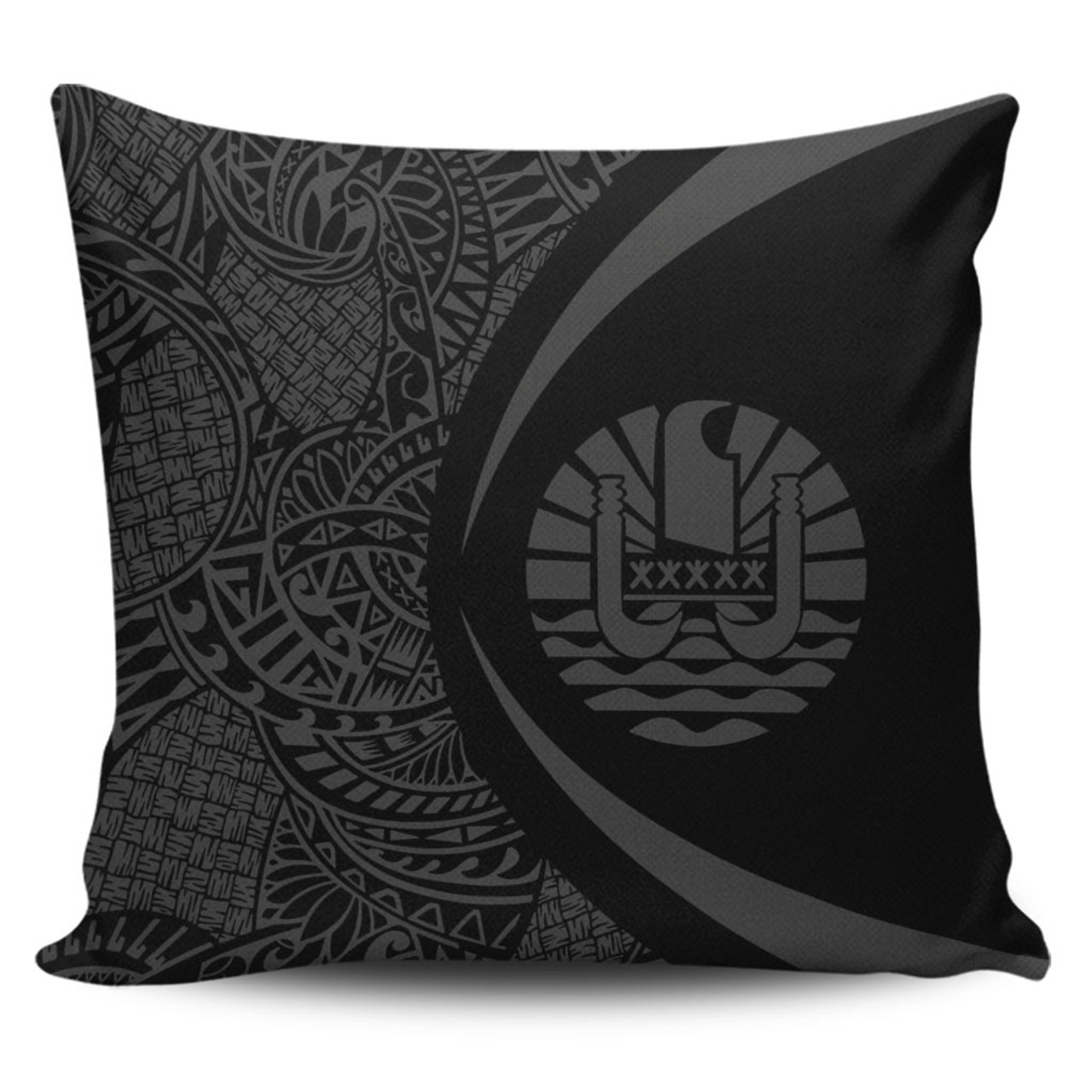 French Polynesia Pillow Cover Lauhala Gray Circle Style