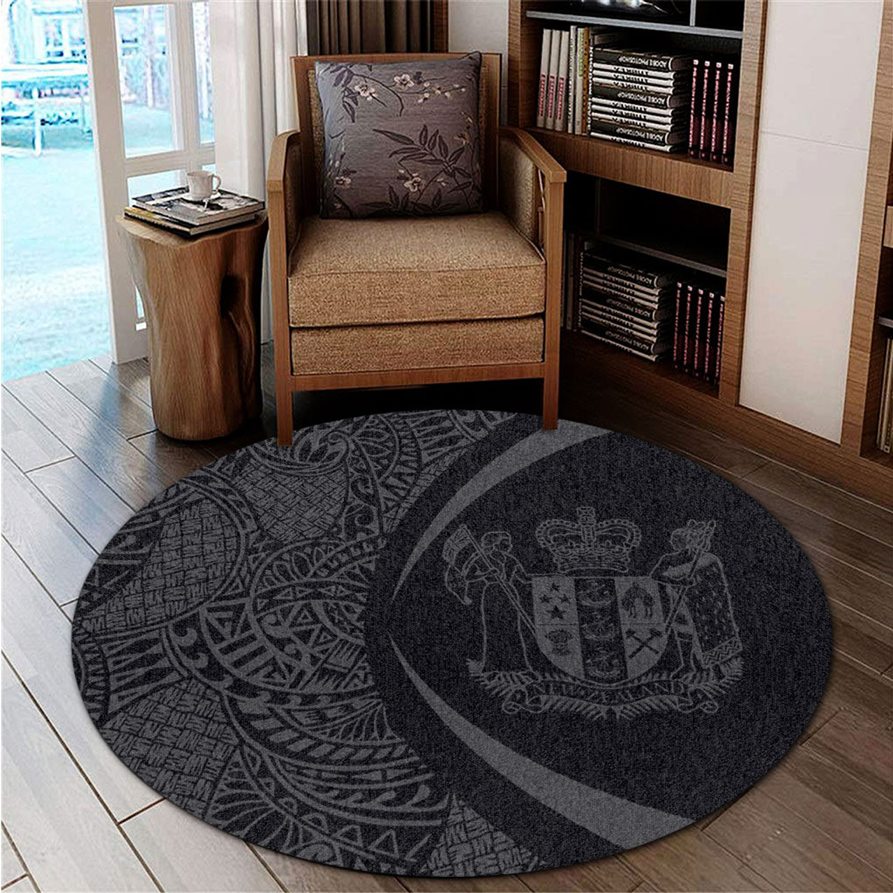 New Zealand Round Rug Lauhala Gray Circle Style