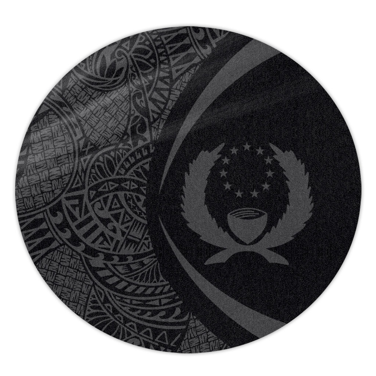 Pohnpei State Round Rug Lauhala Gray Circle Style