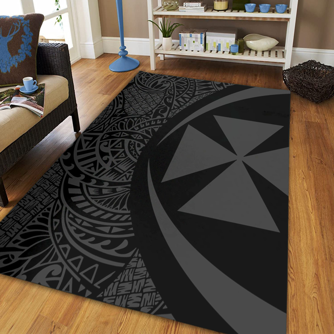 Wallis And Futuna Area Rug Lauhala Gray Circle Style