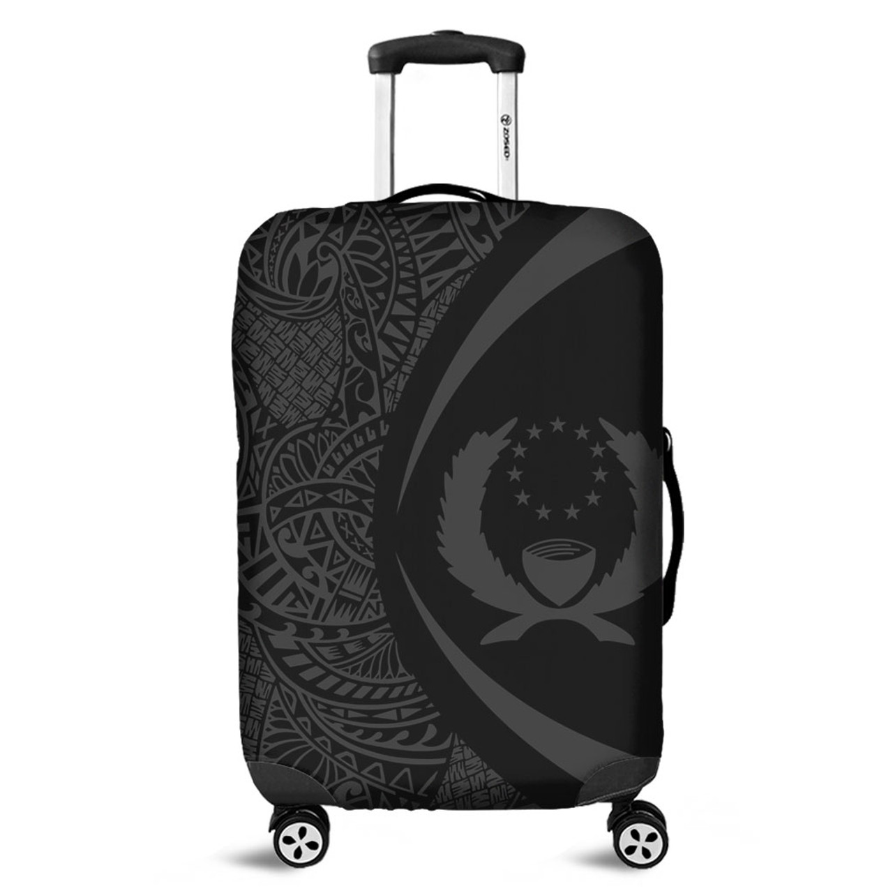 Pohnpei State Luggage Cover Lauhala Gray Circle Style