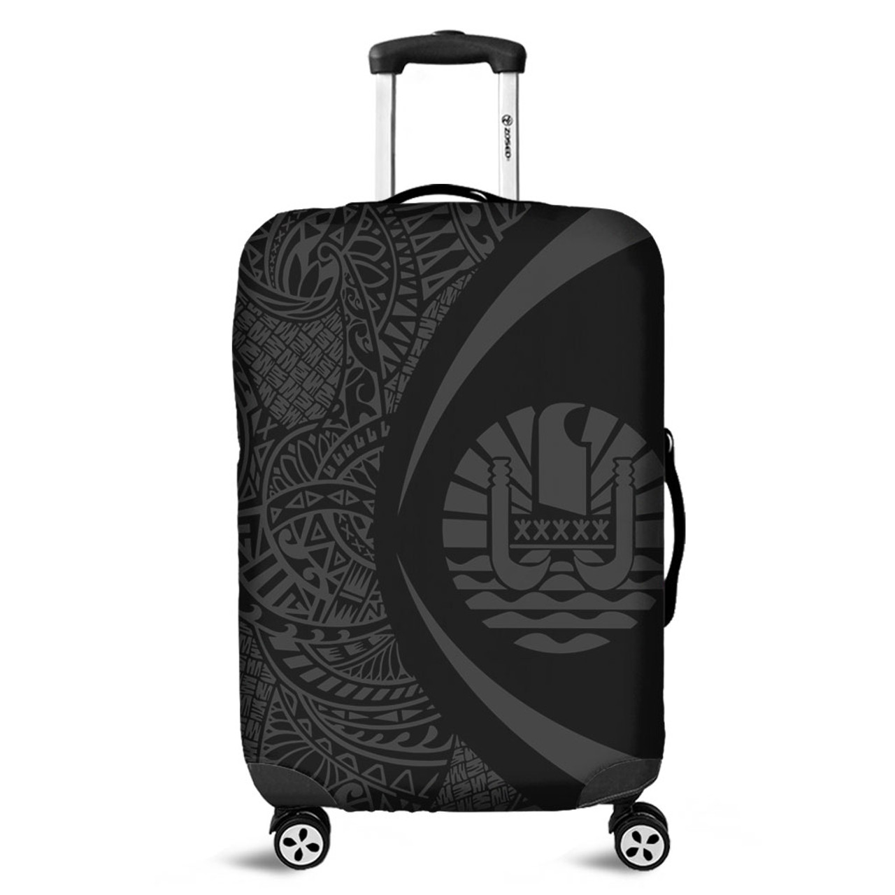 French Polynesia Luggage Cover Lauhala Gray Circle Style