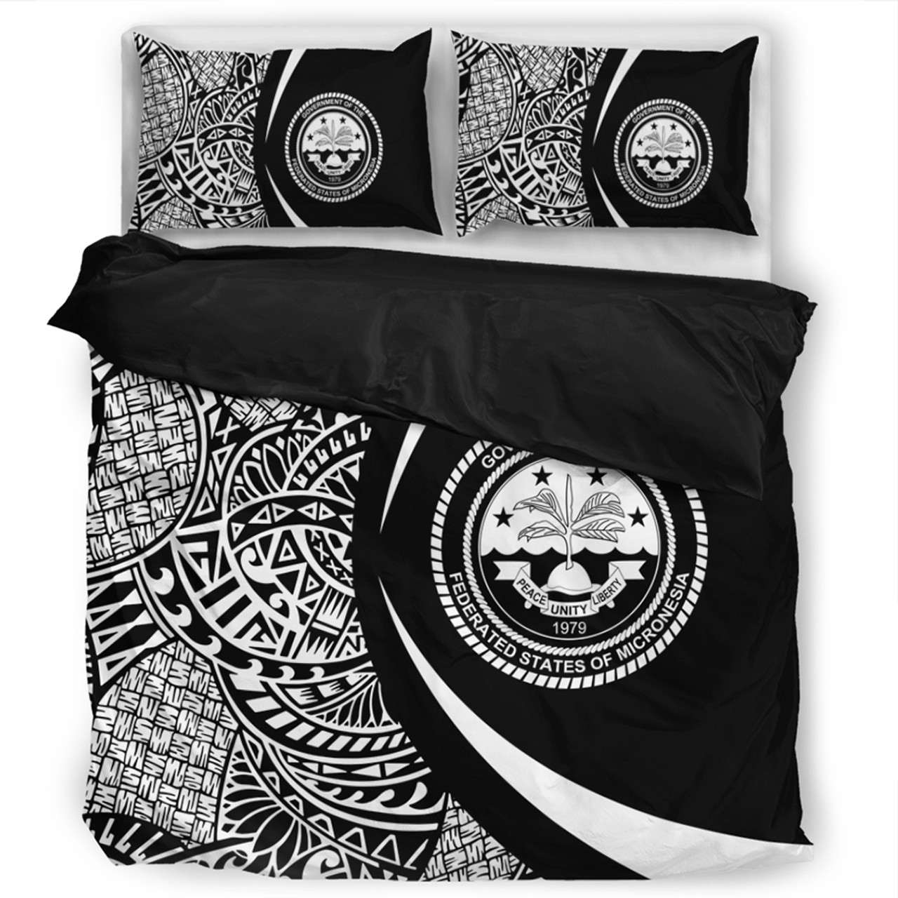 Federated States Of Micronesia Bedding Set Lauhala Gold Circle Style