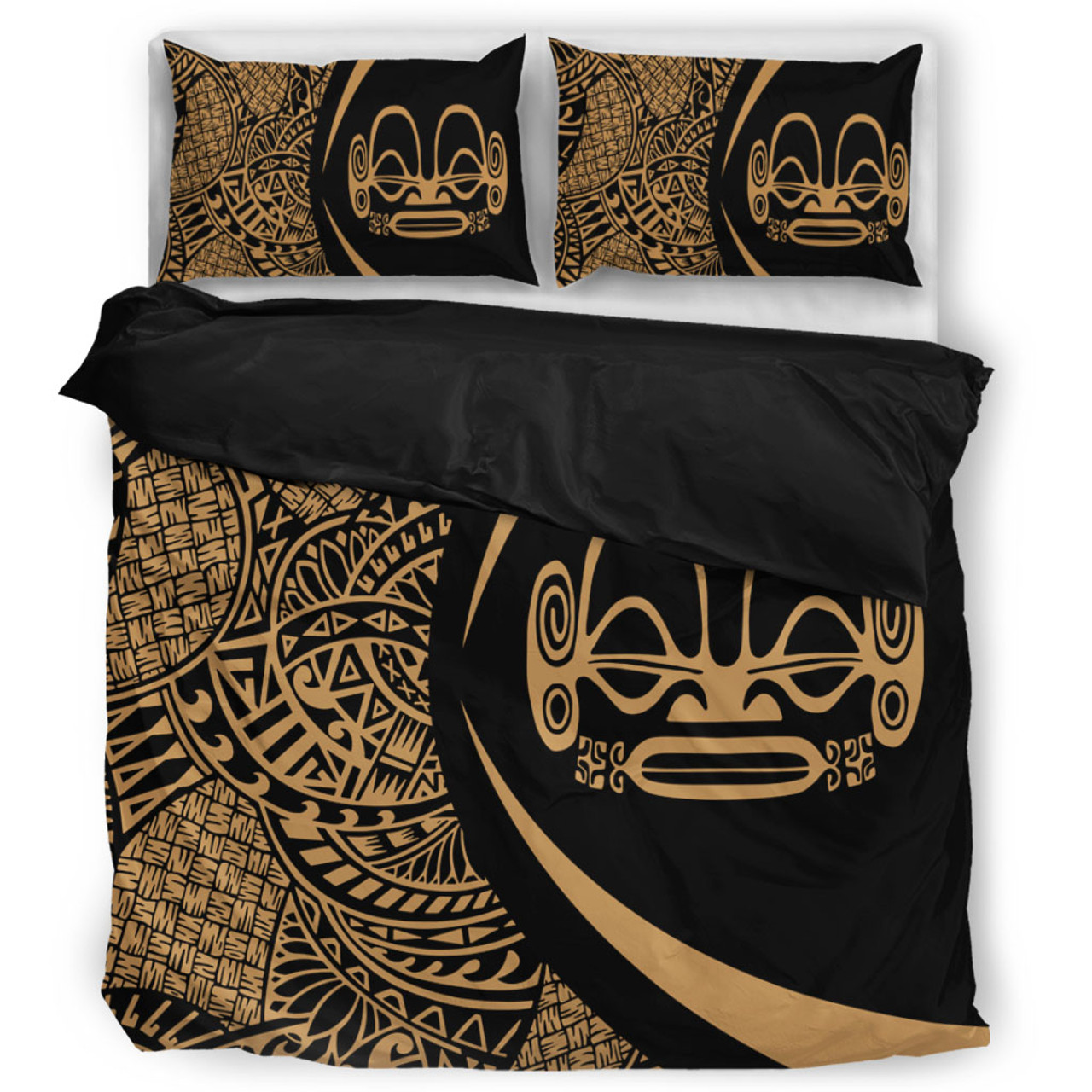 Marquesas Islands Bedding Set Lauhala Gold Circle Style