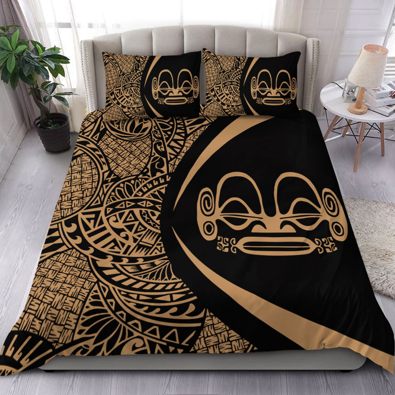 Marquesas Islands Bedding Set Lauhala Gold Circle Style