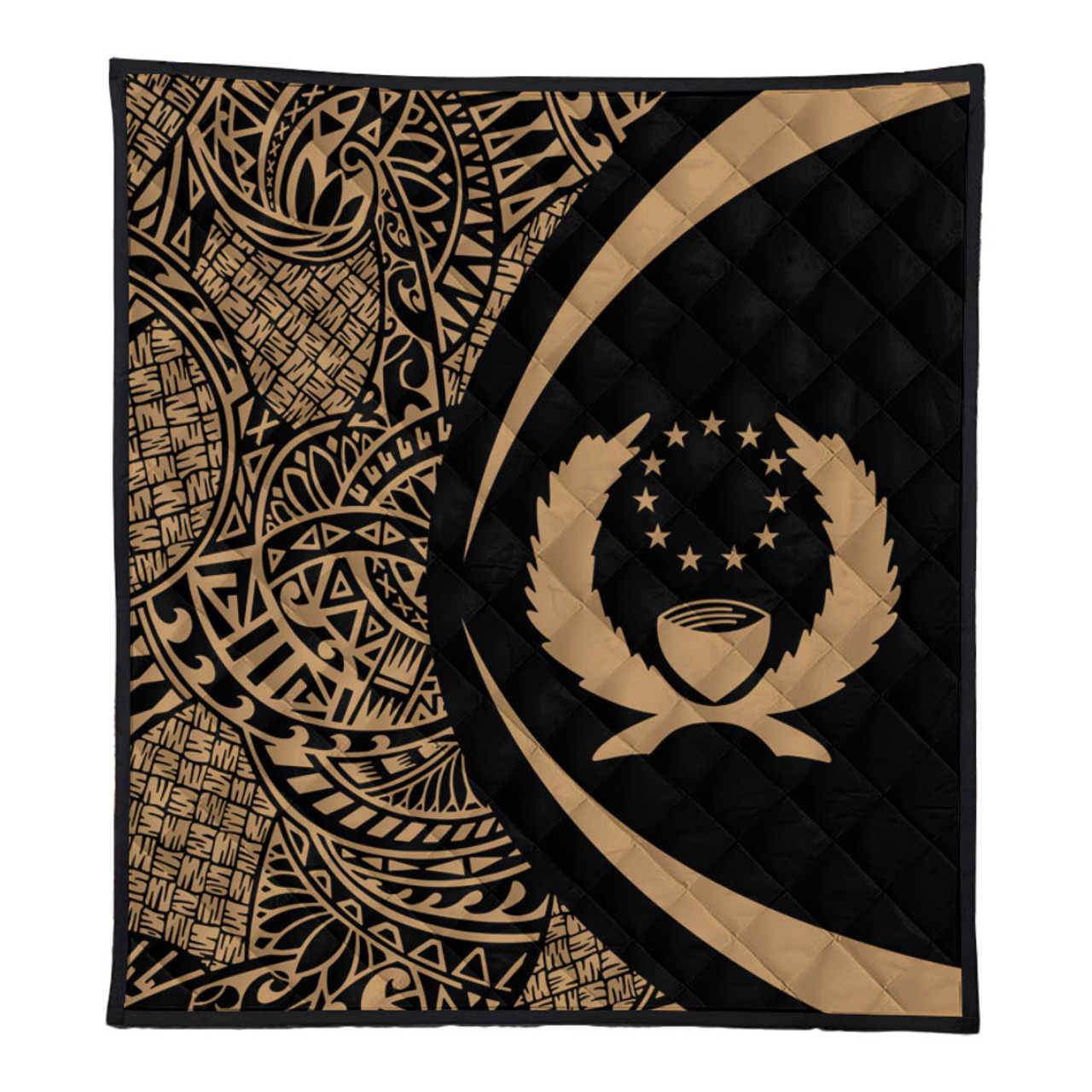 Pohnpei State Premium Quilt Lauhala Gold Circle Style