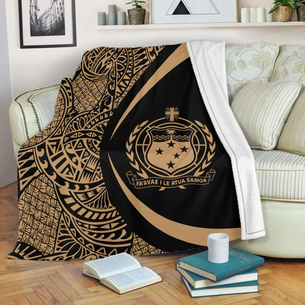 Samoa Premium Blanket Lauhala Gold Circle Style