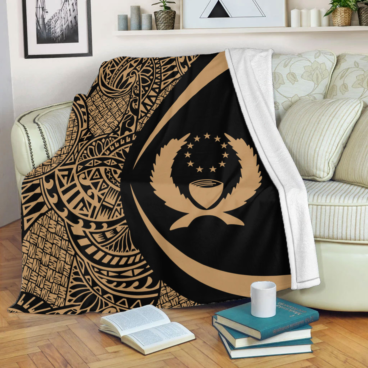 Pohnpei State Premium Blanket Lauhala Gold Circle Style